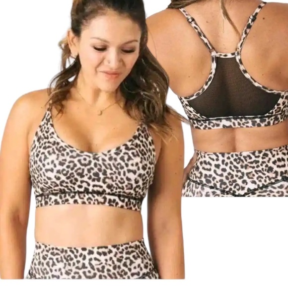 ZYIA Other - Zyia Brilliant Leopard Print Mesh Back Racerback Sports Bra Size Large